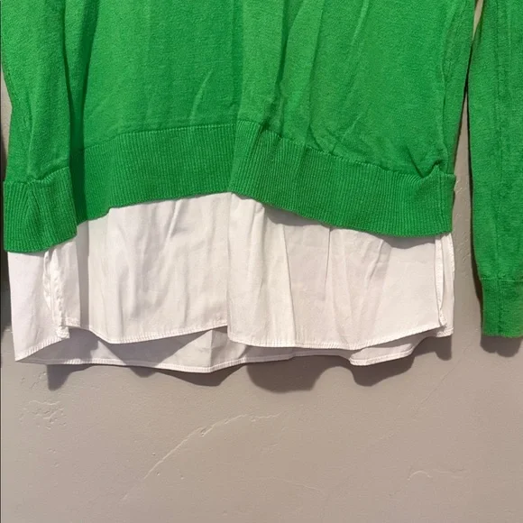 Lauren Ralph Lauren Green Sweater with White Collar and Hemline Medium - Picture 4 of 8